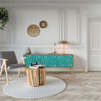 TURQUOISE RAIN 3-Door TV Stand in Oak Effect