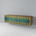 POLYGONS 3-Door TV Stand in Oak Effect