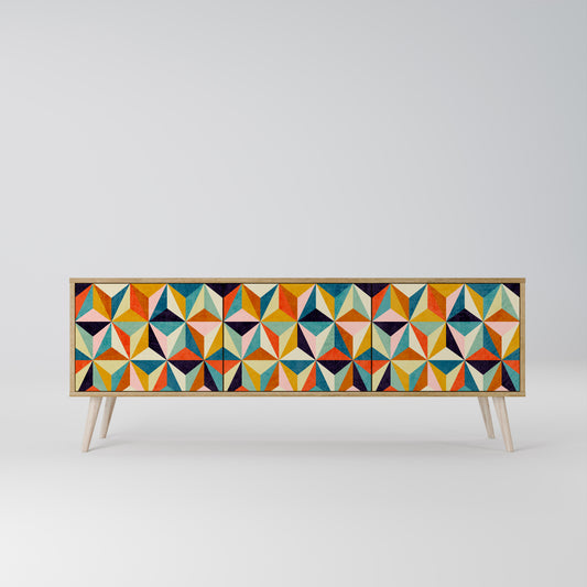 TESSELATE TREASURES 3-dörrars TV-bänk i ekeffekt