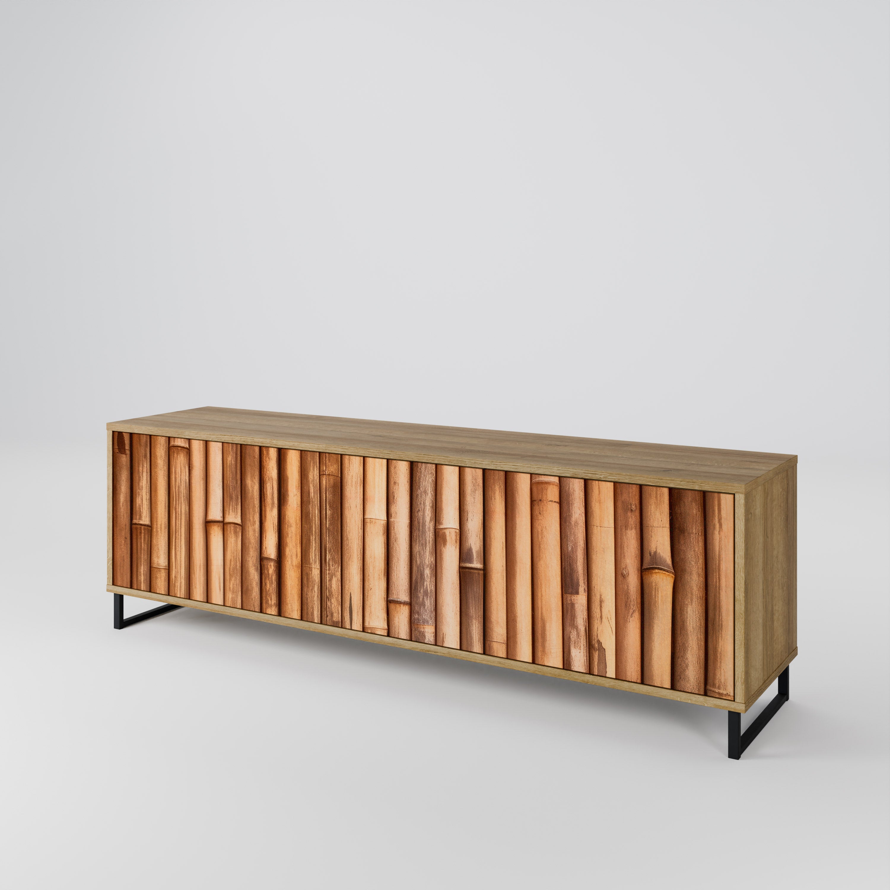 NATURAL WOOD TV-bänk med 3 dörrar