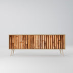 NATURAL WOOD TV-bänk med 3 dörrar