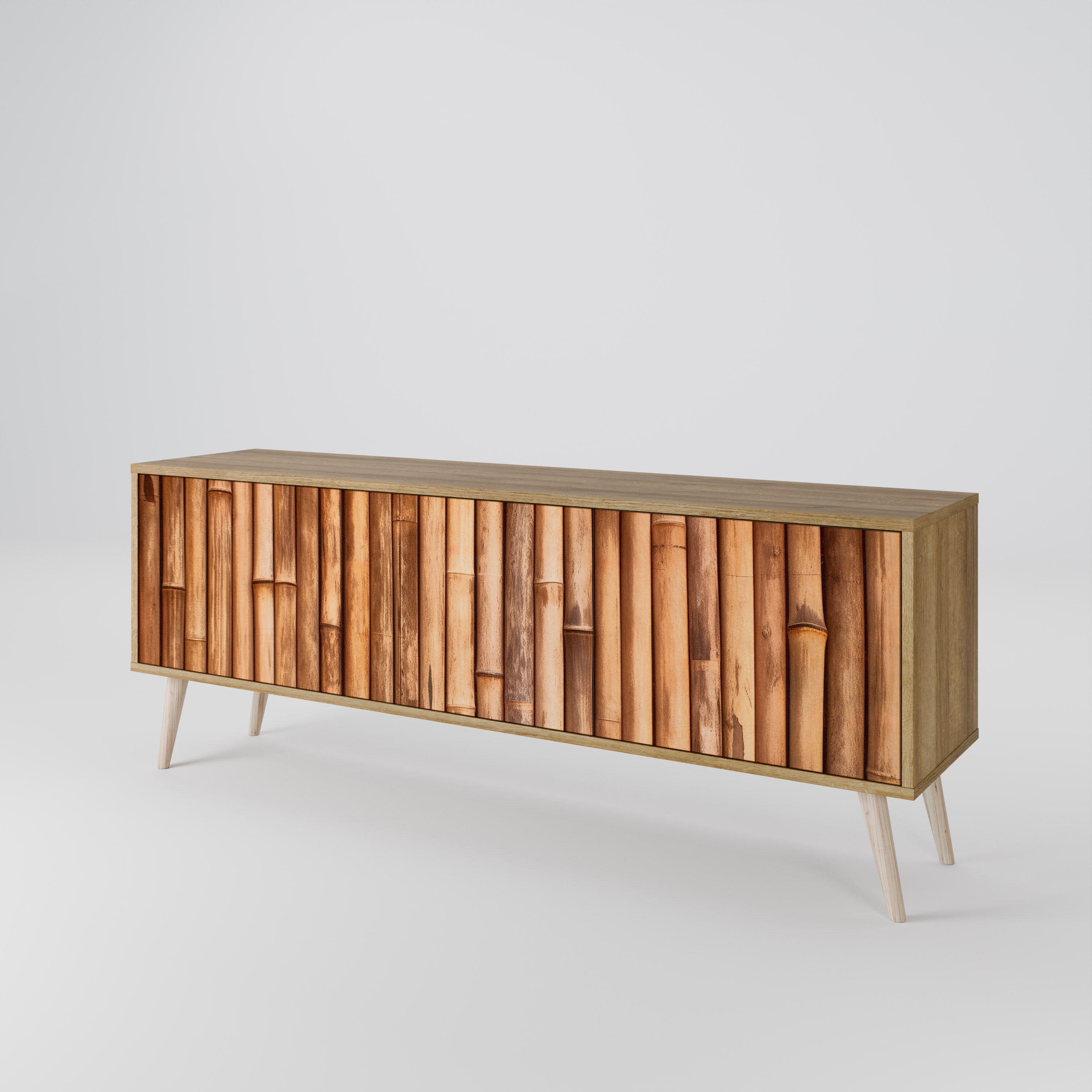NATURAL WOOD TV-bänk med 3 dörrar