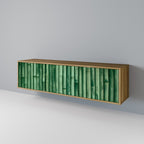 NATURGRÖN TV-bänk med 3 dörrar i ekeffekt