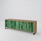 NATURGRÖN TV-bänk med 3 dörrar i ekeffekt