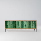 NATURGRÖN TV-bänk med 3 dörrar i ekeffekt