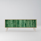 NATURGRÖN TV-bänk med 3 dörrar i ekeffekt