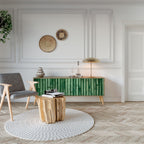 NATURGRÖN TV-bänk med 3 dörrar i ekeffekt