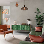 NATURGRÖN TV-bänk med 3 dörrar i ekeffekt