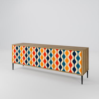 COLORFUL NOSTALGIA 3-Door TV Stand in Oak Effect