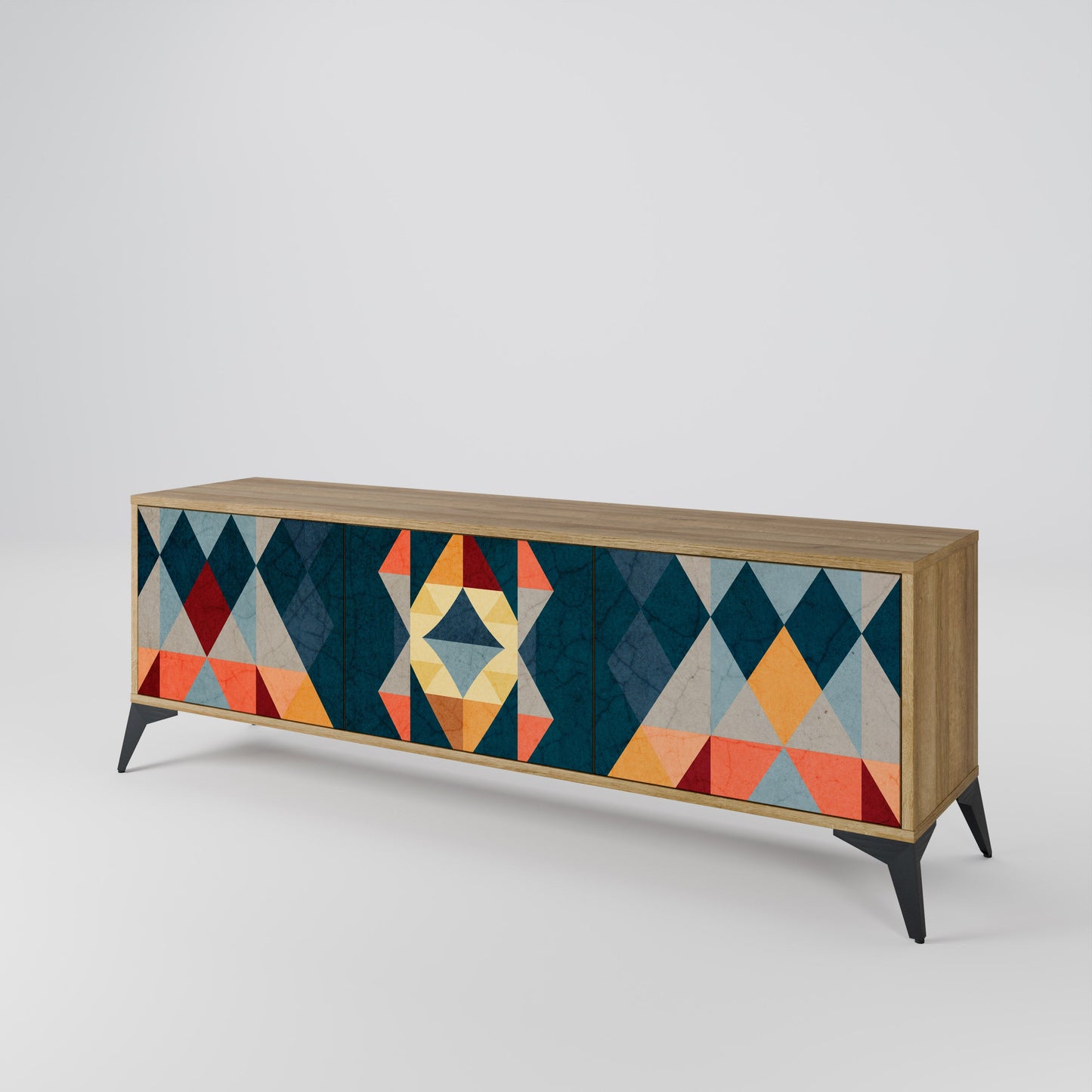 CRACKED ILLUSION 3-Door TV Stand in Oak Effect