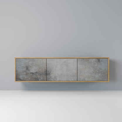 CONCRETE WALL 3-Door TV Stand in Oak Effect