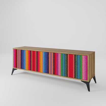 ETHNIC MEXICAN 3-Door TV Stand in Oak Effect