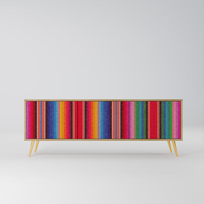 ETHNIC MEXICAN 3-Door TV Stand in Oak Effect