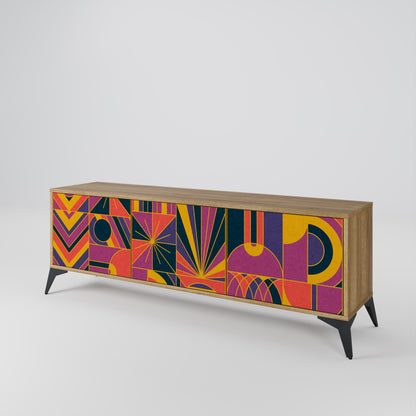 ELECTRIC PATTERNS TV-bänk med 3 dörrar i ekeffekt