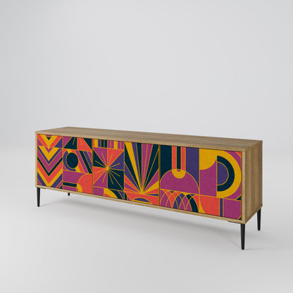 ELECTRIC PATTERNS TV-bänk med 3 dörrar i ekeffekt