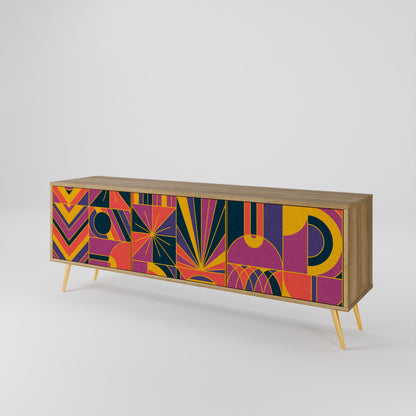 ELECTRIC PATTERNS TV-bänk med 3 dörrar i ekeffekt