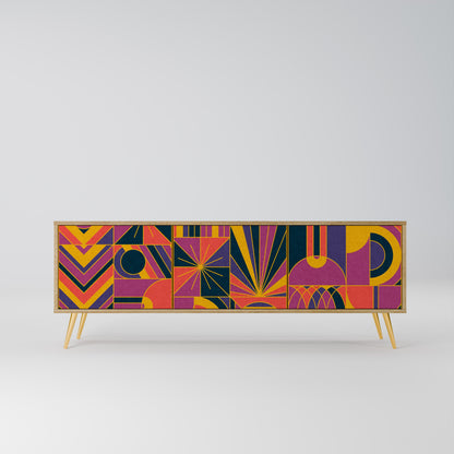 ELECTRIC PATTERNS TV-bänk med 3 dörrar i ekeffekt