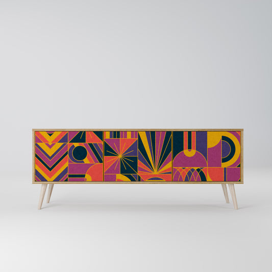 ELECTRIC PATTERNS TV-bänk med 3 dörrar i ekeffekt