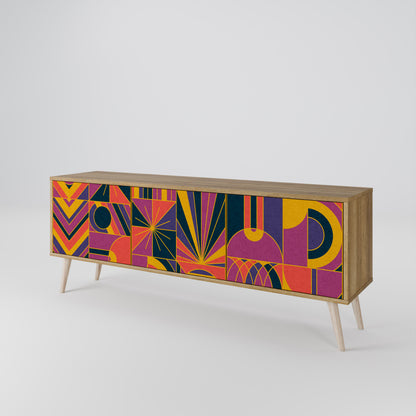 ELECTRIC PATTERNS TV-bänk med 3 dörrar i ekeffekt