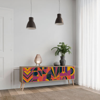 ELECTRIC PATTERNS TV-bänk med 3 dörrar i ekeffekt