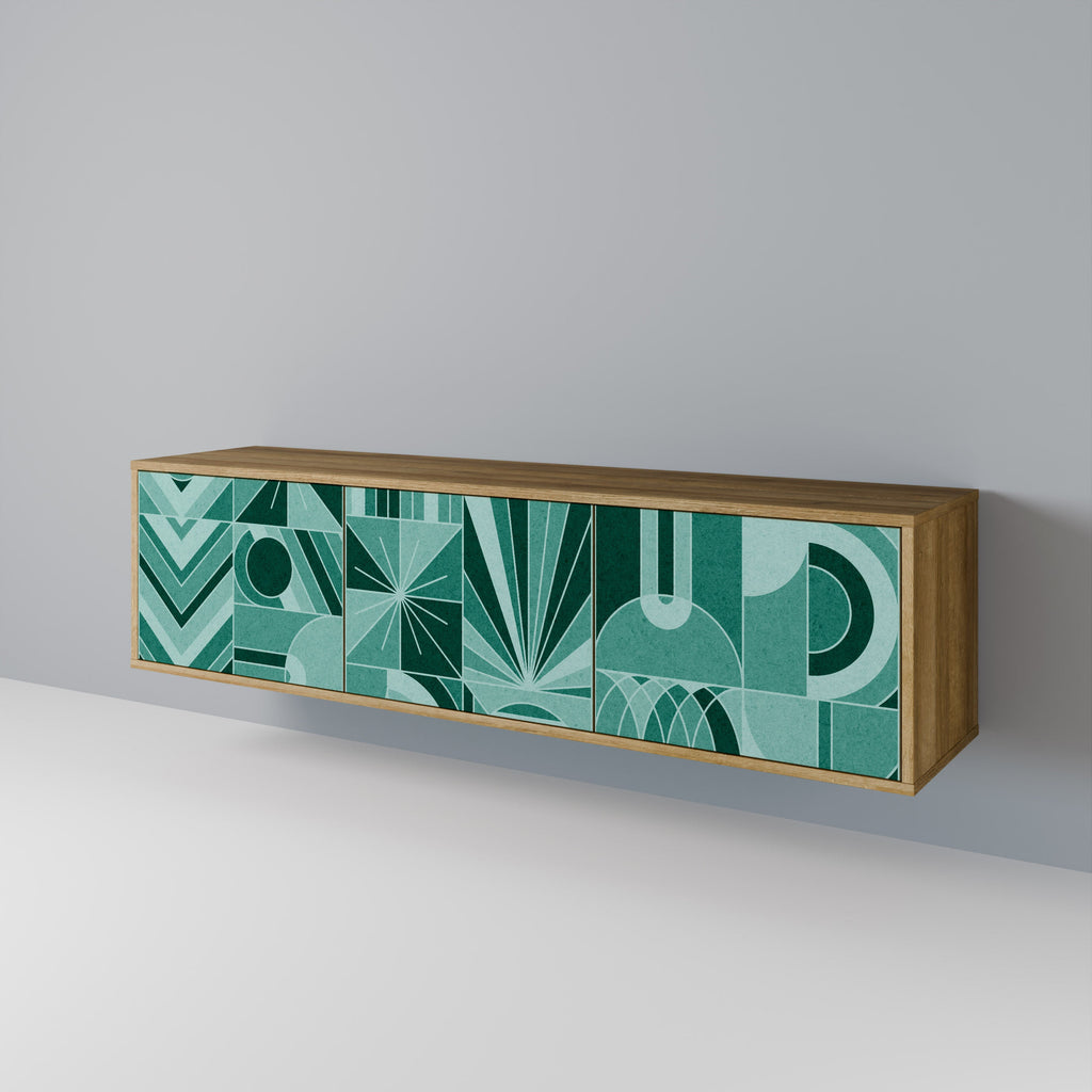 HARMONIC GRID TV-bänk med 3 dörrar i ekeffekt