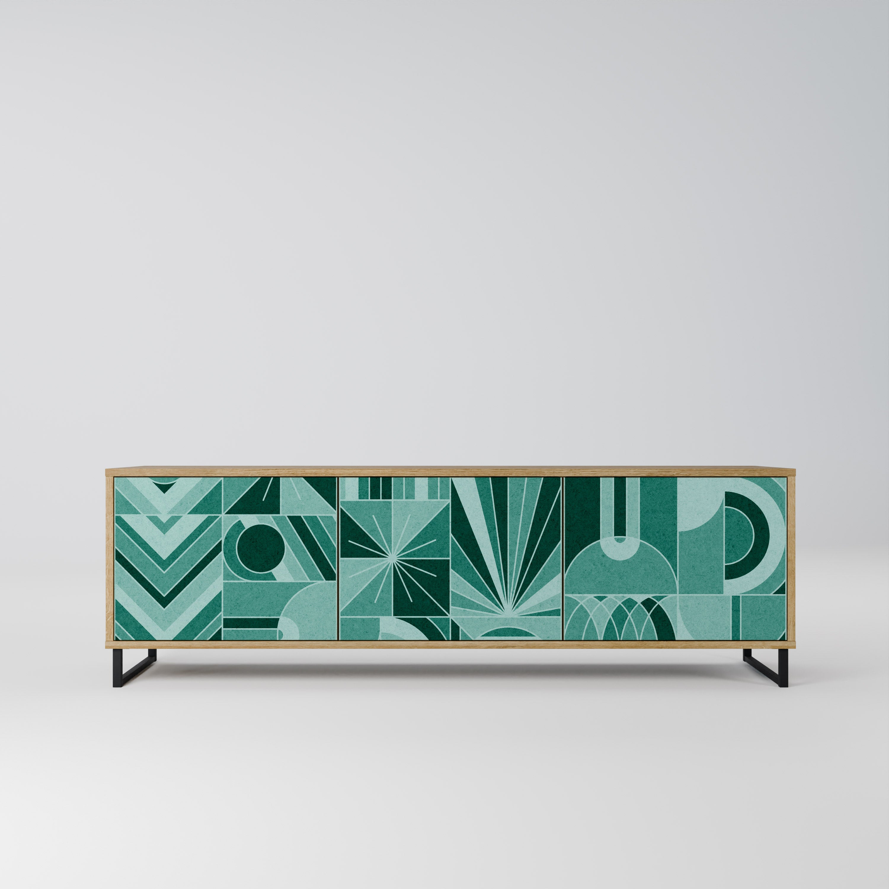 HARMONIC GRID TV-bänk med 3 dörrar i ekeffekt