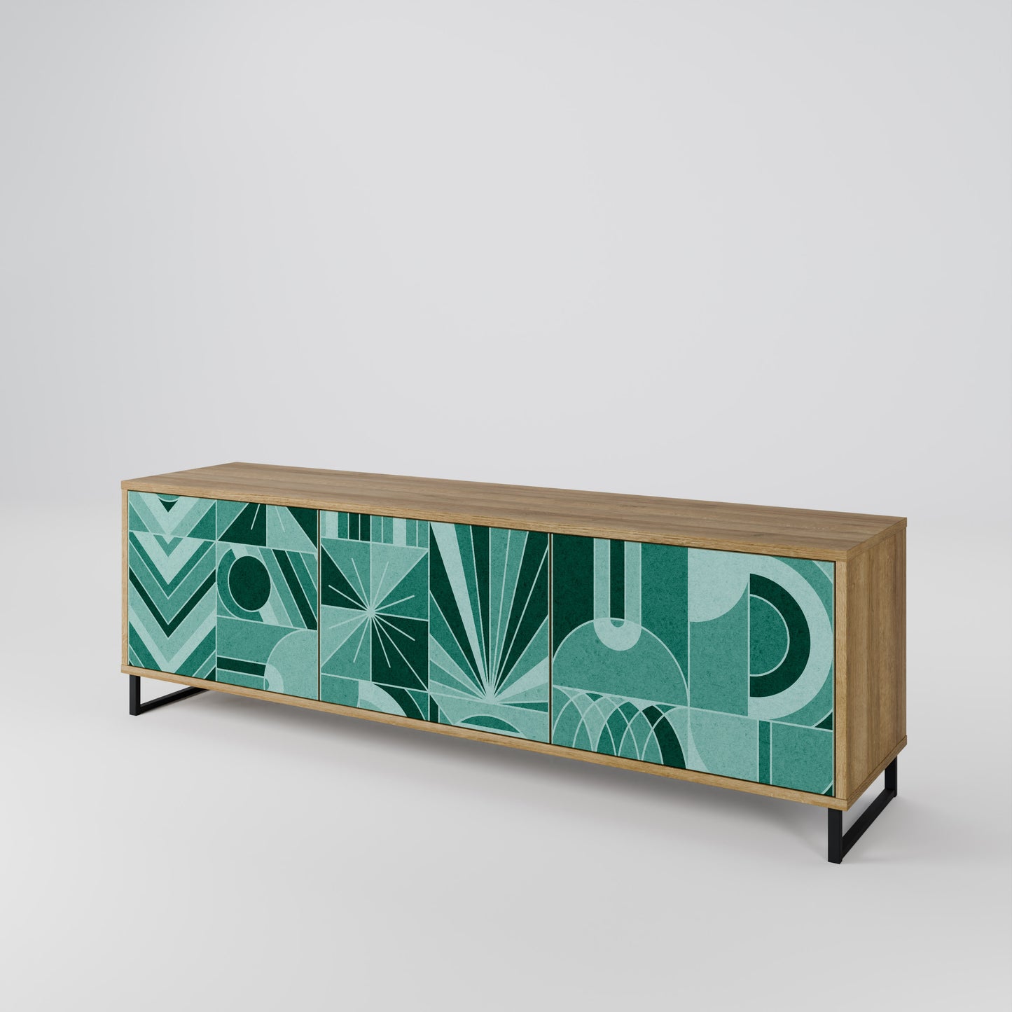 HARMONIC GRID TV-bänk med 3 dörrar i ekeffekt