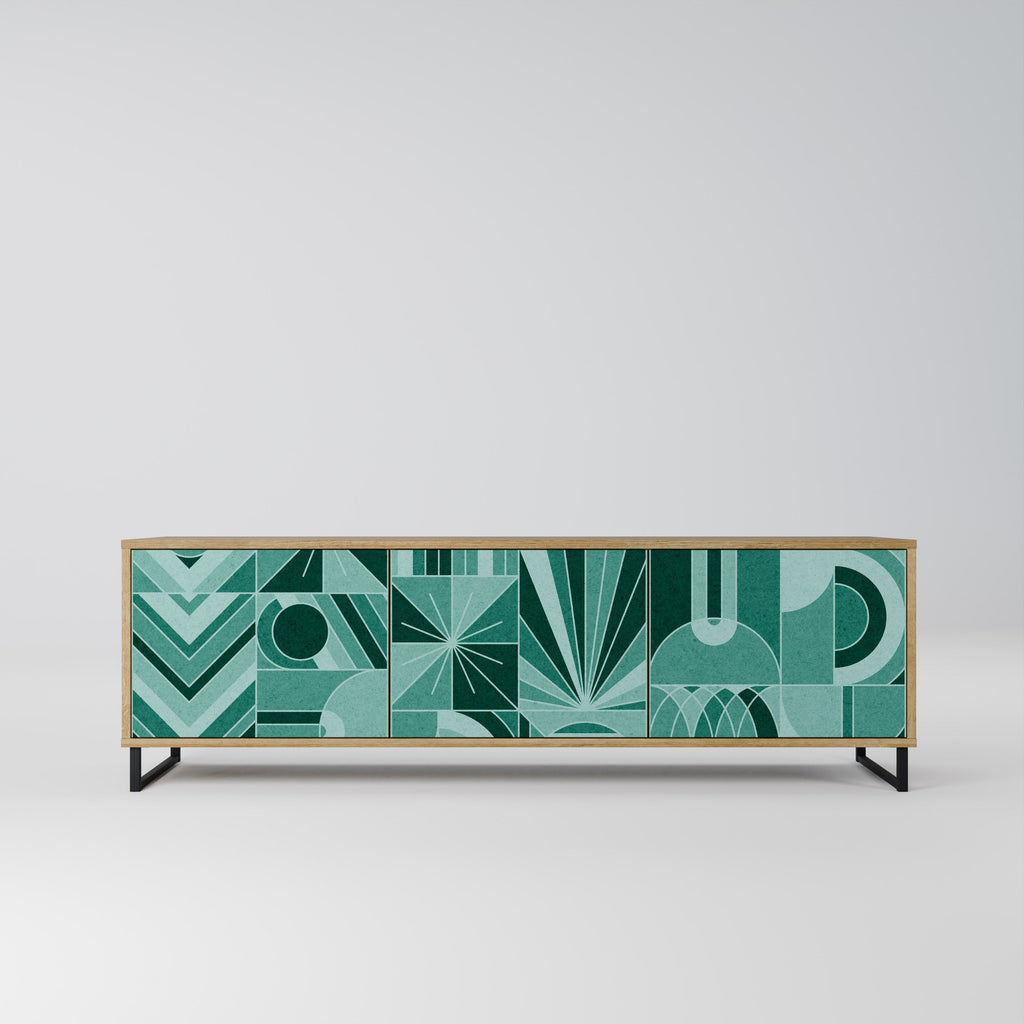 HARMONIC GRID TV-bänk med 3 dörrar i ekeffekt