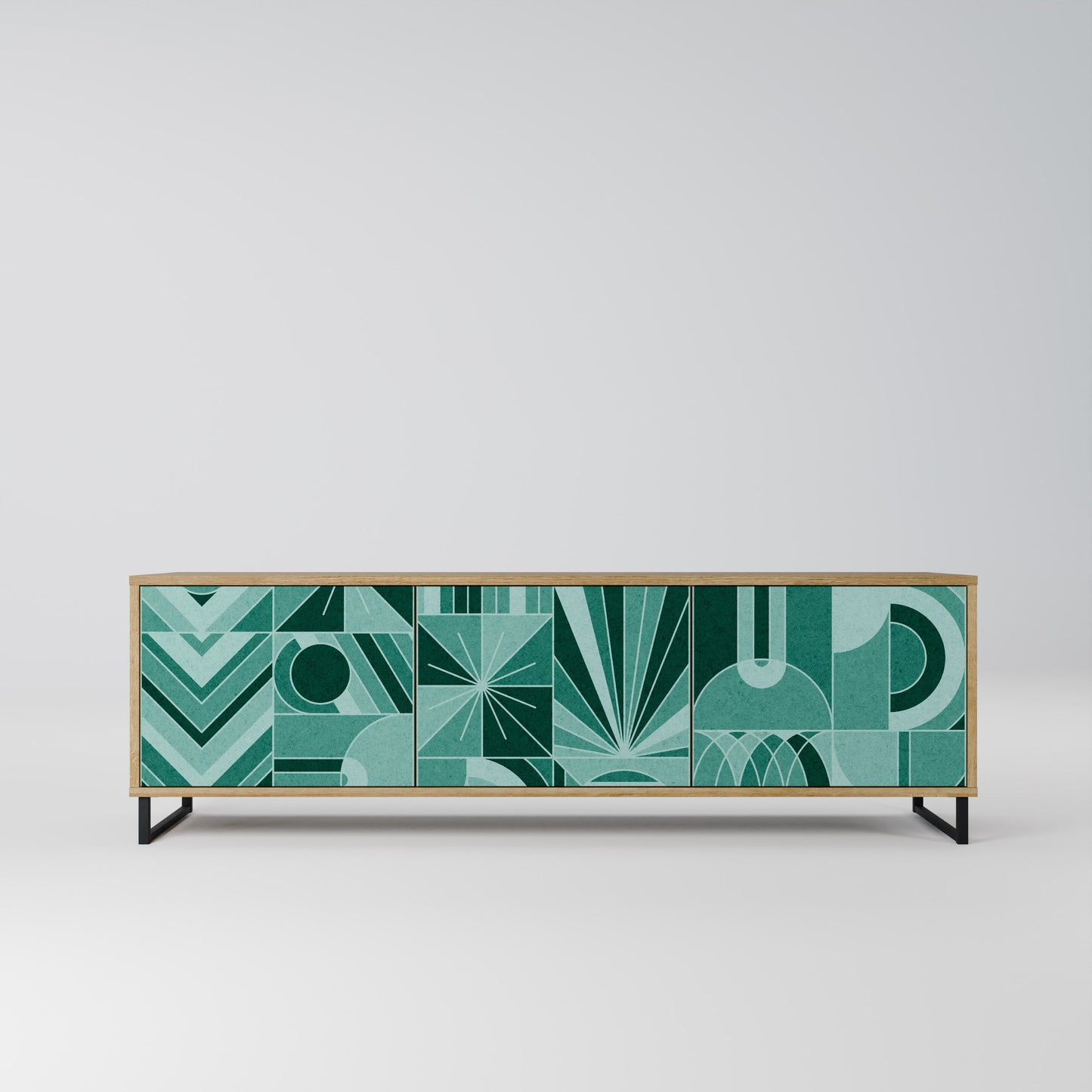 HARMONIC GRID TV-bänk med 3 dörrar i ekeffekt