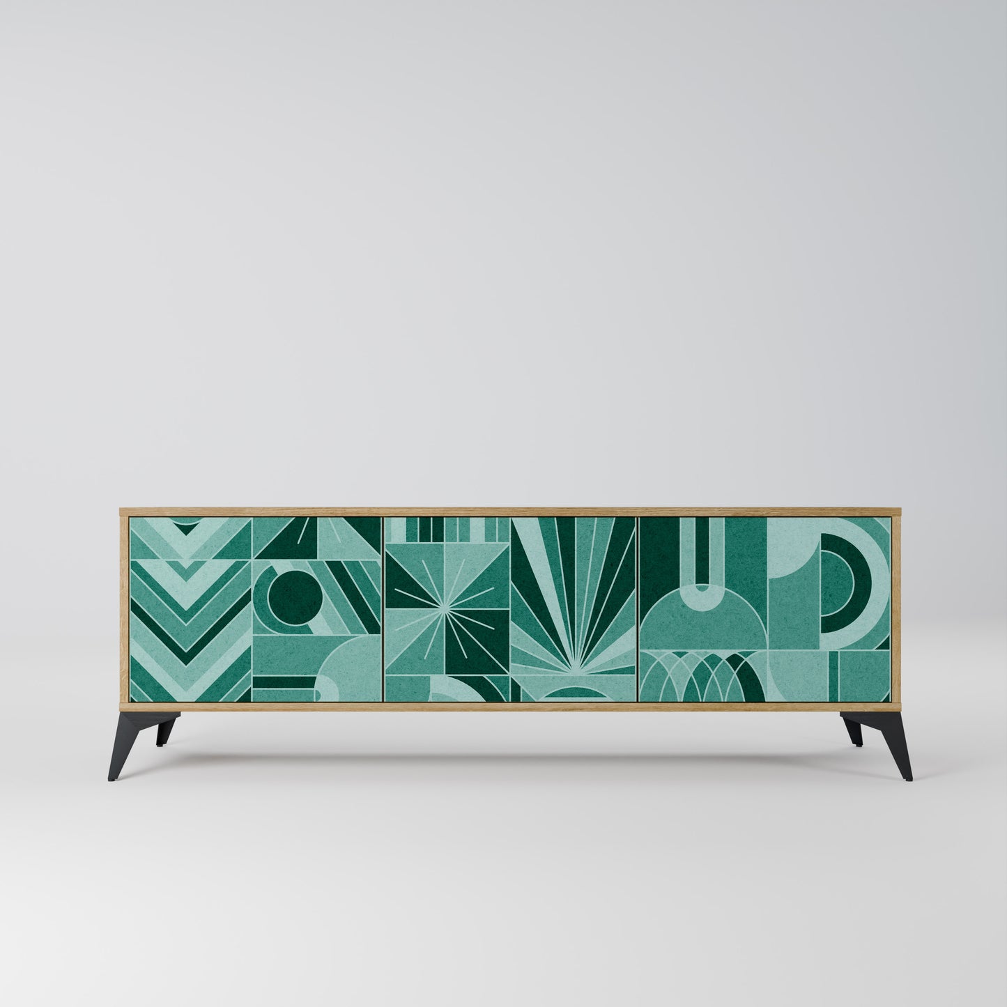 HARMONIC GRID TV-bänk med 3 dörrar i ekeffekt