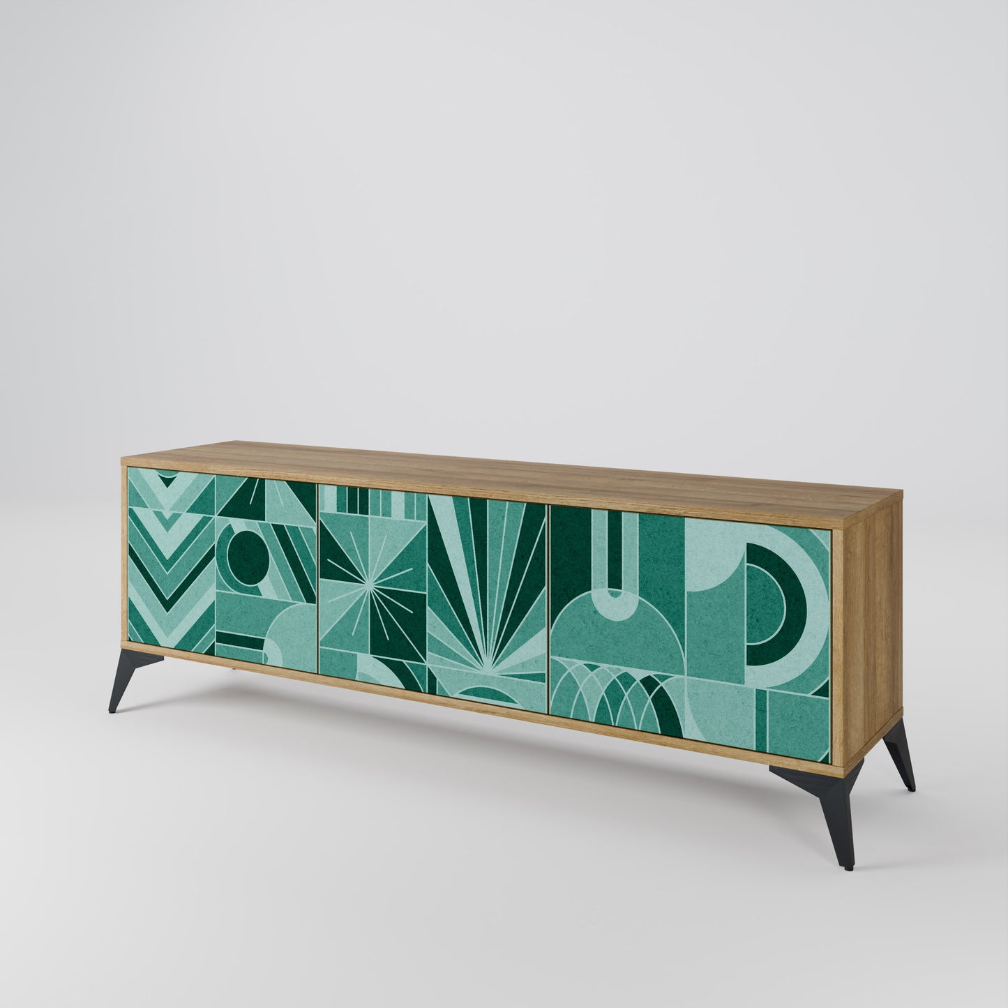 HARMONIC GRID TV-bänk med 3 dörrar i ekeffekt