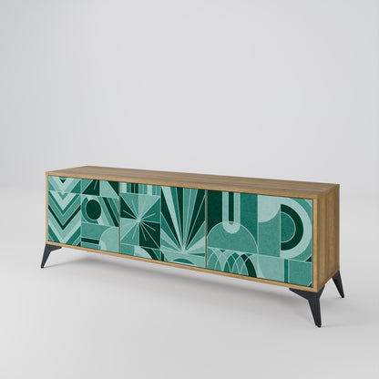 HARMONIC GRID TV-bänk med 3 dörrar i ekeffekt