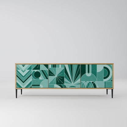 HARMONIC GRID TV-bänk med 3 dörrar i ekeffekt