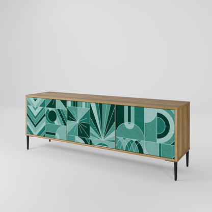 HARMONIC GRID TV-bänk med 3 dörrar i ekeffekt