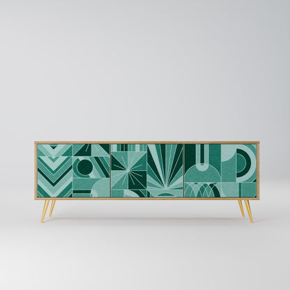 HARMONIC GRID TV-bänk med 3 dörrar i ekeffekt