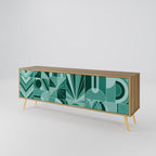 HARMONIC GRID TV-bänk med 3 dörrar i ekeffekt