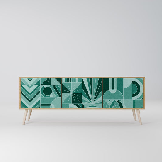 HARMONIC GRID TV-bänk med 3 dörrar i ekeffekt