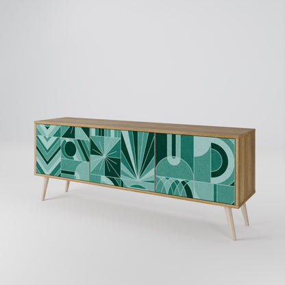 HARMONIC GRID TV-bänk med 3 dörrar i ekeffekt