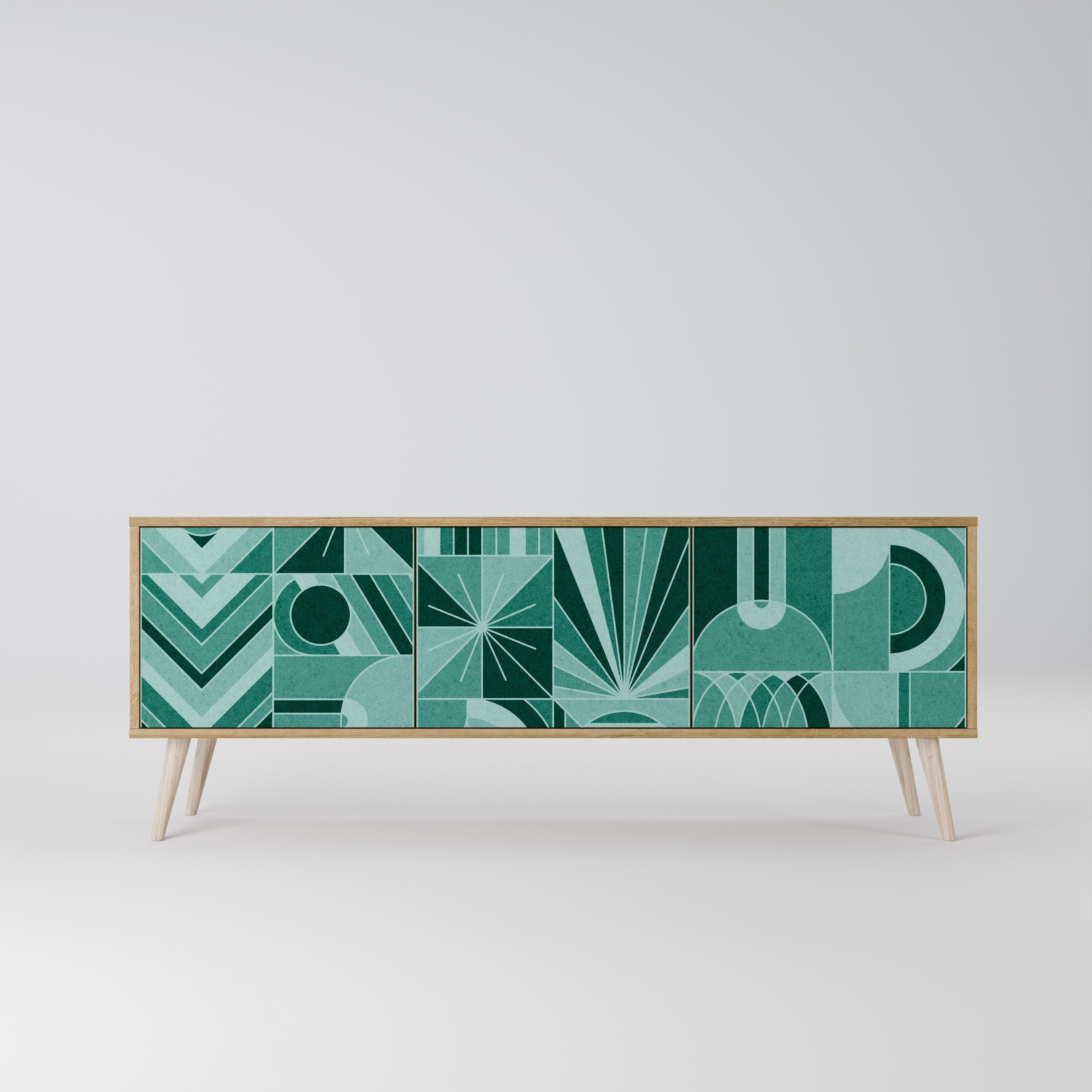 HARMONIC GRID TV-bänk med 3 dörrar i ekeffekt