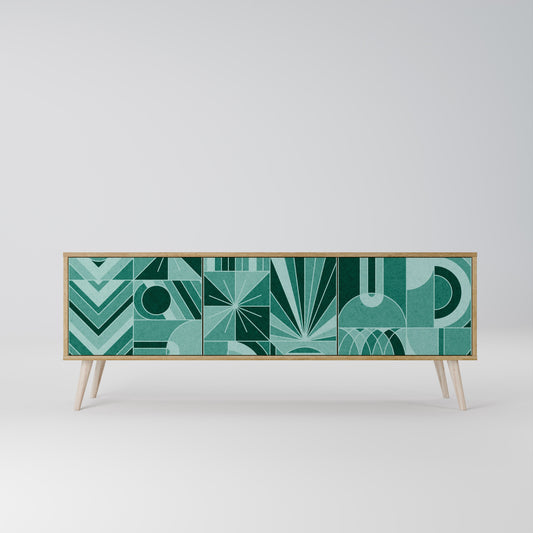 HARMONIC GRID TV-bänk med 3 dörrar i ekeffekt