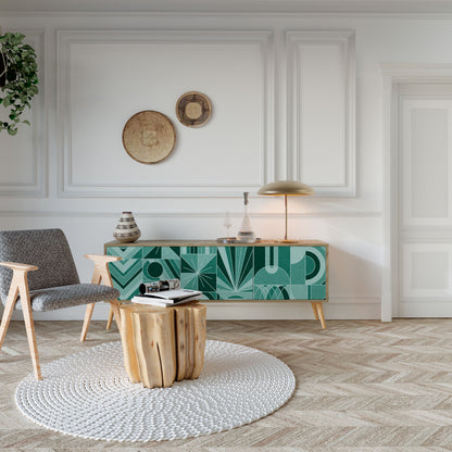 HARMONIC GRID TV-bänk med 3 dörrar i ekeffekt