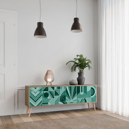 HARMONIC GRID TV-bänk med 3 dörrar i ekeffekt