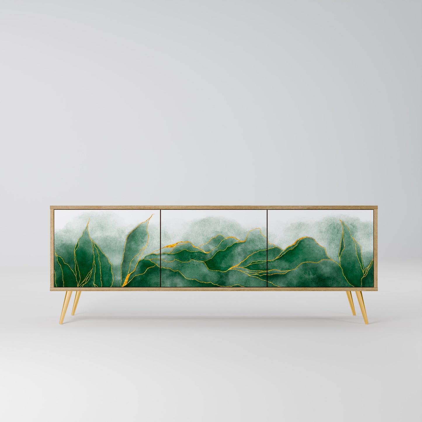 EXPENSIVE NATURE TV-bänk med 3 dörrar i ekeffekt