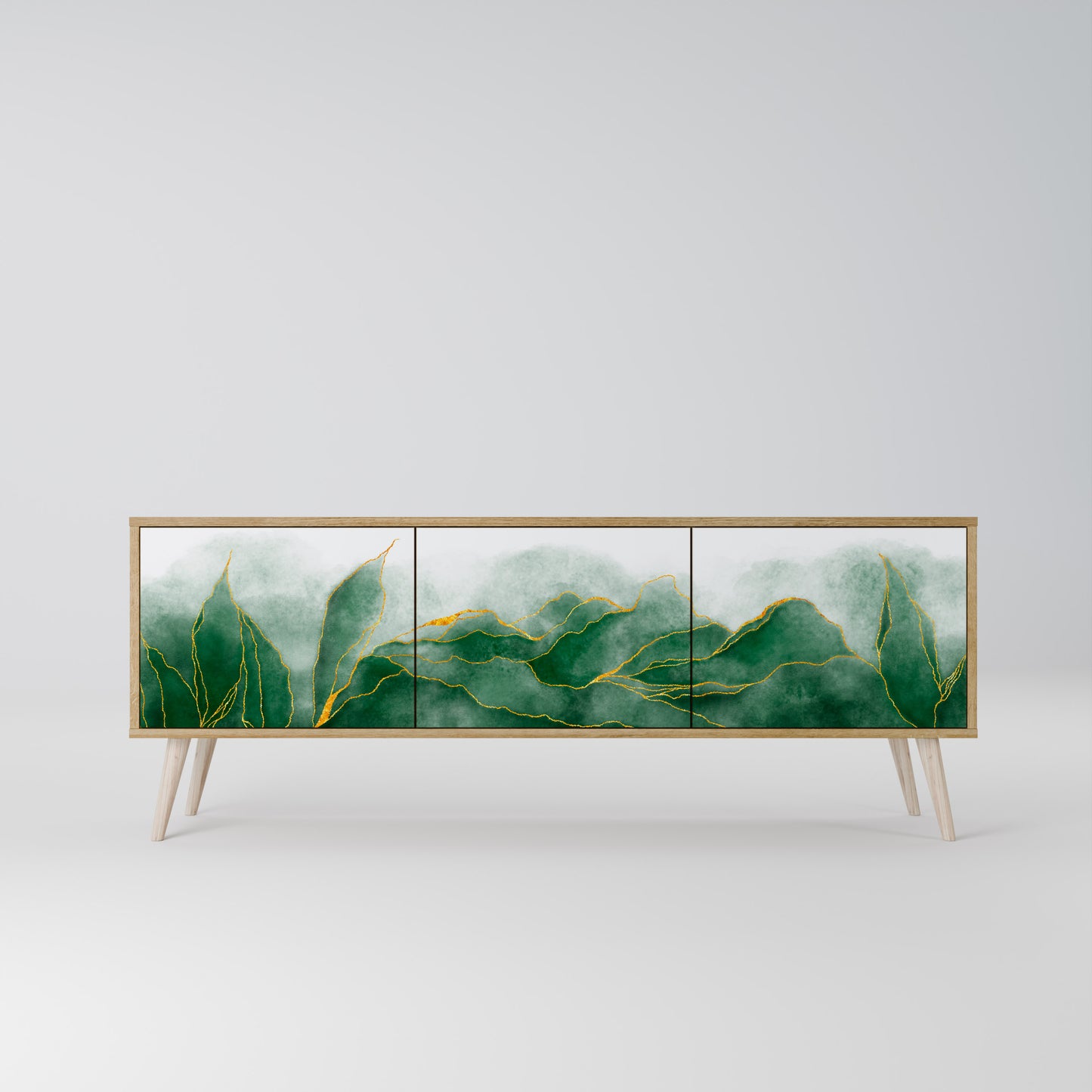 EXPENSIVE NATURE TV-bänk med 3 dörrar i ekeffekt