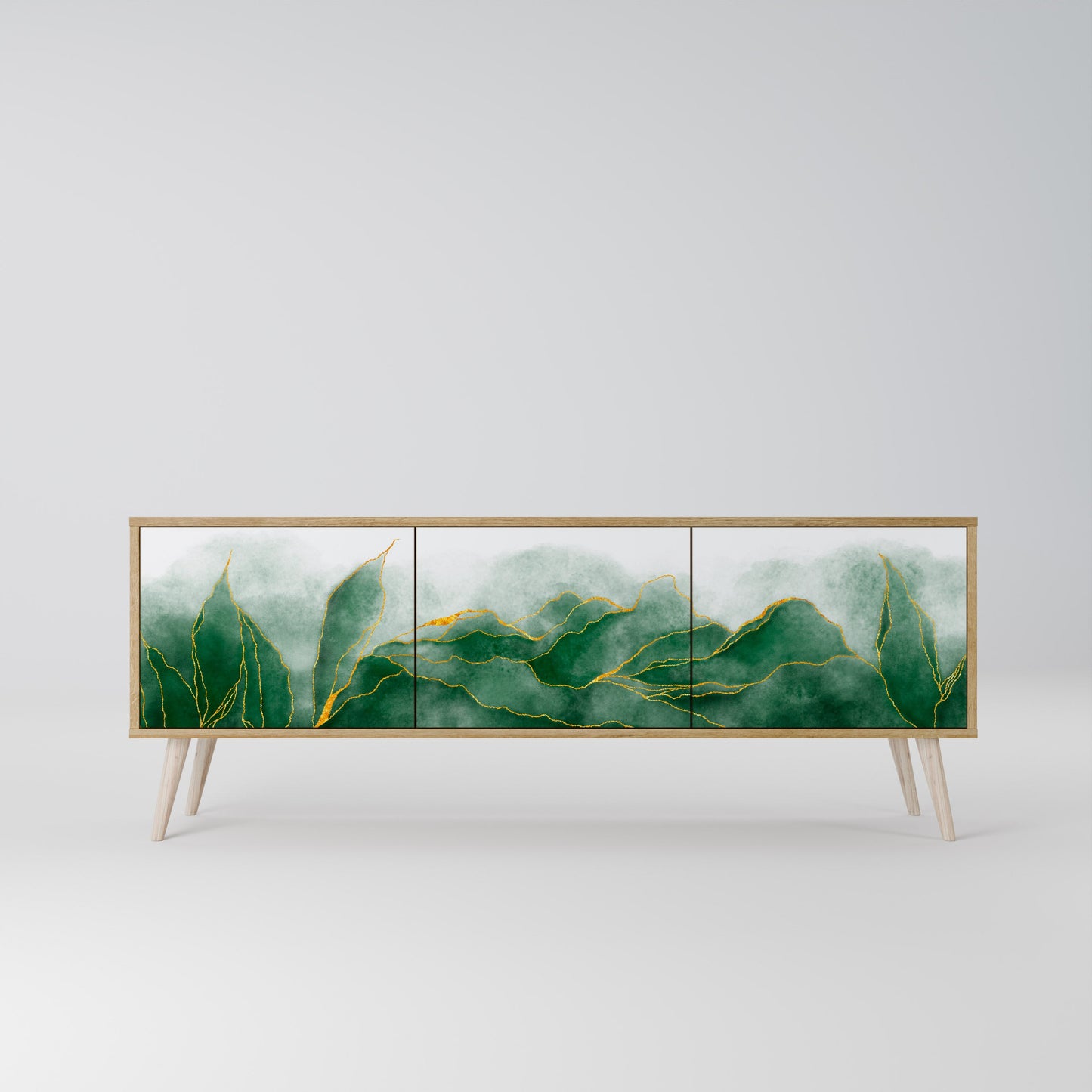 EXPENSIVE NATURE TV-bänk med 3 dörrar i ekeffekt
