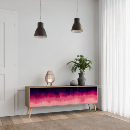 AURORA BOREALIS TV-bänk med 3 dörrar i ekeffekt