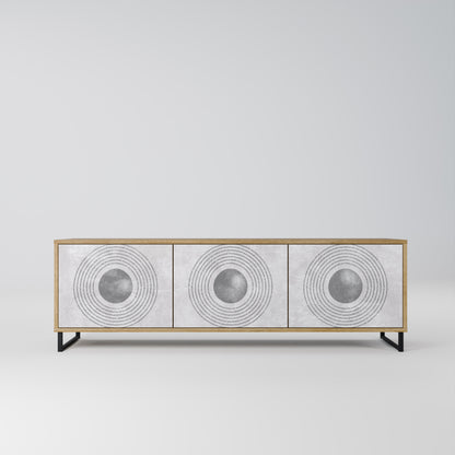 SOLID CIRCLES TV-bänk med 3 dörrar i ekeffekt