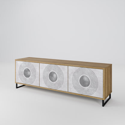 SOLID CIRCLES TV-bänk med 3 dörrar i ekeffekt