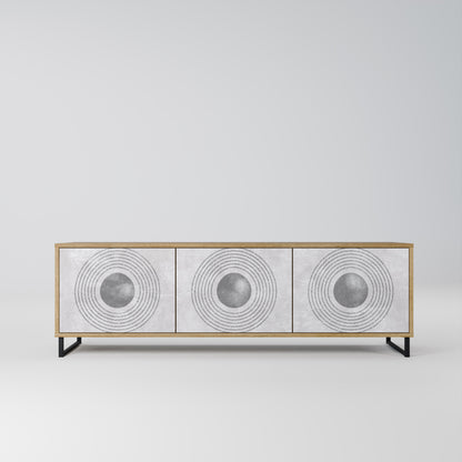 SOLID CIRCLES TV-bänk med 3 dörrar i ekeffekt