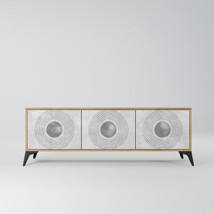 SOLID CIRCLES TV-bänk med 3 dörrar i ekeffekt